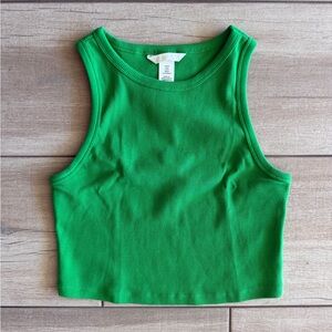 H&M Bright Green Ribbed Crop Tank - NWOT